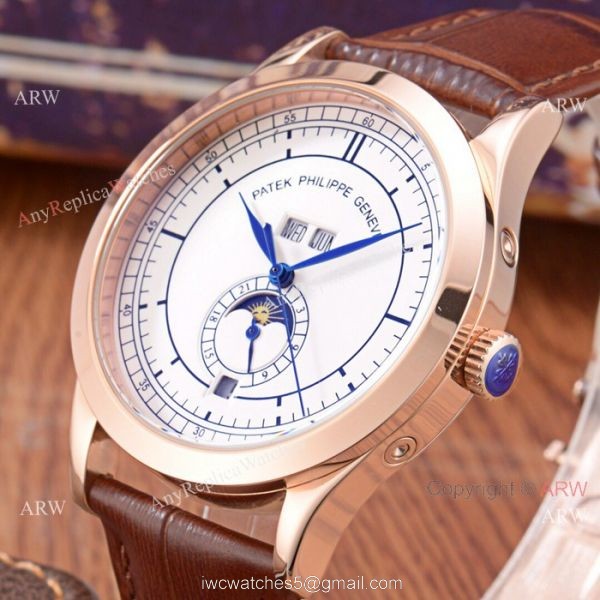 Clone Patek Philippe Perpetual Calendar Watch White Dial Stainless Steel Case