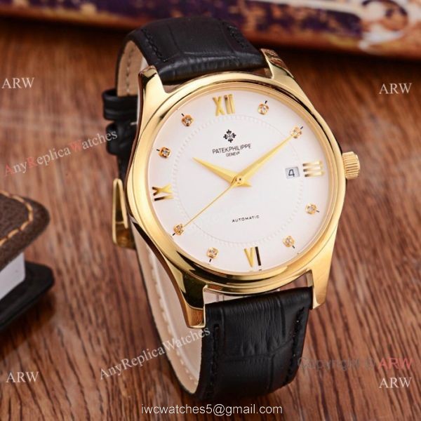Copy Patek Philippe Calatrava White Face Rose Gold Men Watch Low Price