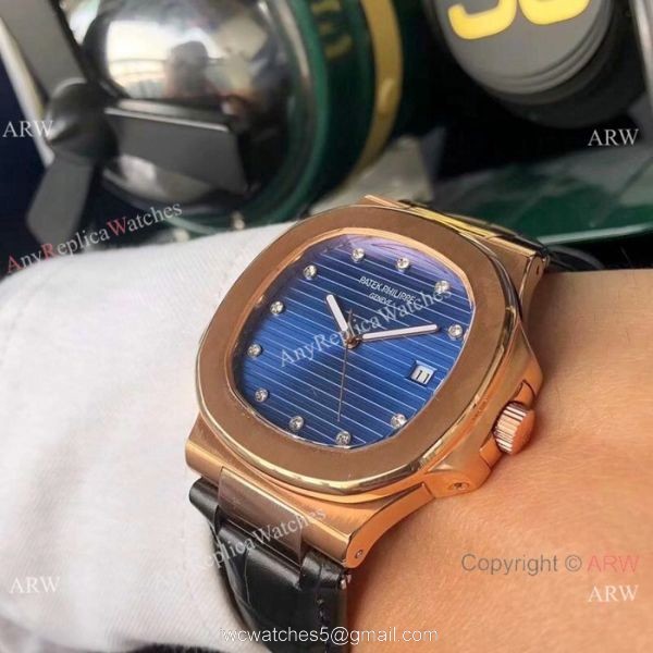 Fake Patek Philippe Nautilus 42mm Men Watches SS Diamond Marker
