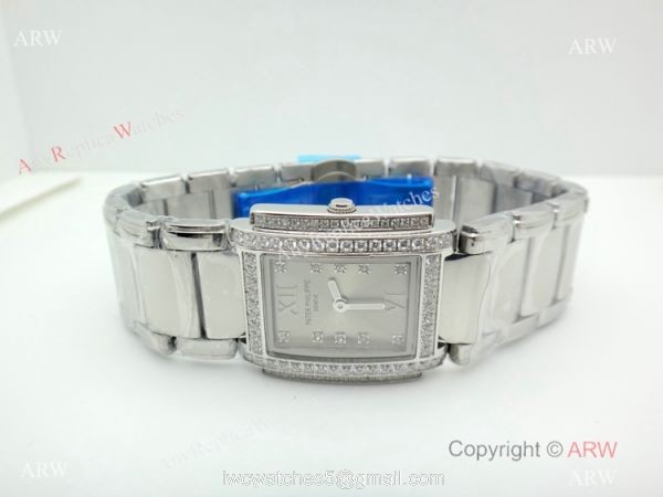 2019 Copy Patek Philippe Twenty 4 Stainless Steel Silver Dial Watches 26mm Women