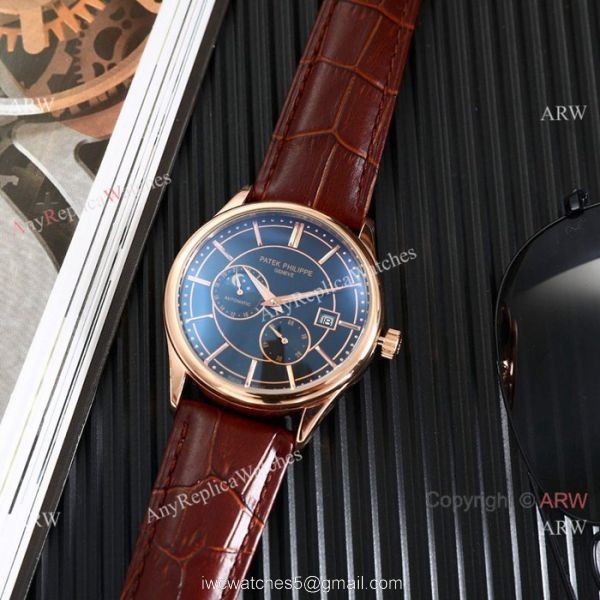 High Quality Patek Philippe Moonphase Two Tone Rose Gold Black Watches 40mm