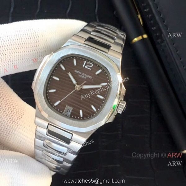 Fake Patek Philippe Nautilus Womens Watches SS Black Face QUARTZ