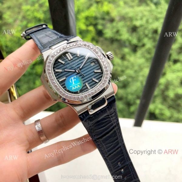 Swiss Replica Patek Philippe Nautilus 5711 watch Blue Dial Diamond Bezel