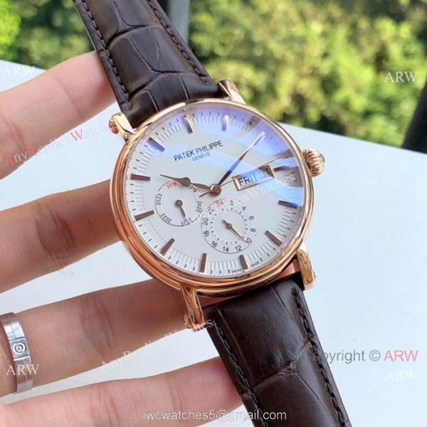 Copy Patek Philippe Geneve Day-date 43mm Watch SS White Dial