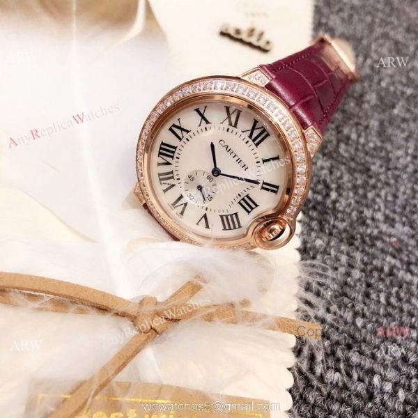 Ballon Bleu De Cartier 36mm watch Diamond Case White MOP Dial