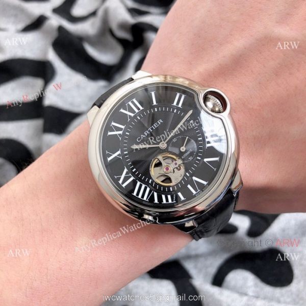 Swiss Quality Replica Cartier Ballon Bleu de Watches SS Black Dial