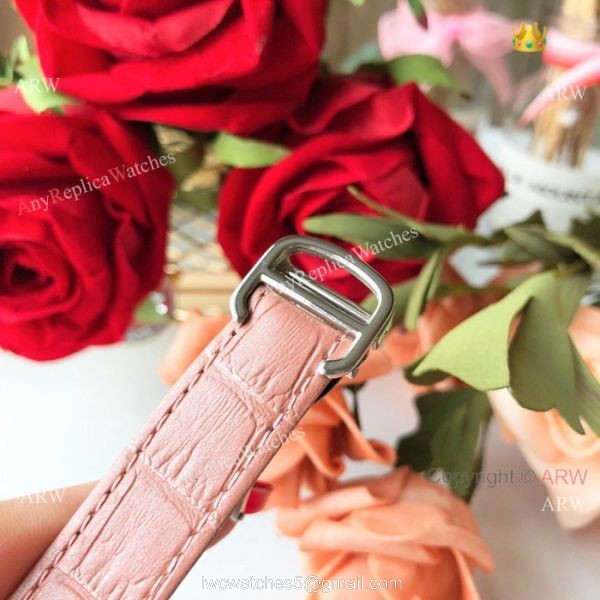New Style Santos Cartier Watch Lady Pink Leather Strap