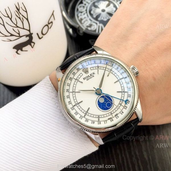 Rolex Geneve Cellini Moonphase SS Black Dial / New Baselworld Rolex Cellini Moonphase Replica Watch