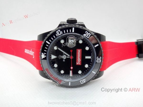 Rolex Supreme limited edition Red Rubber Strap Copy Watch 40mm