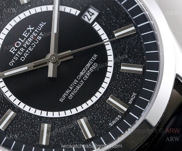 Grade A Replica Rolex Datejust Swiss 8215 Watch SS Black Dial 40mm