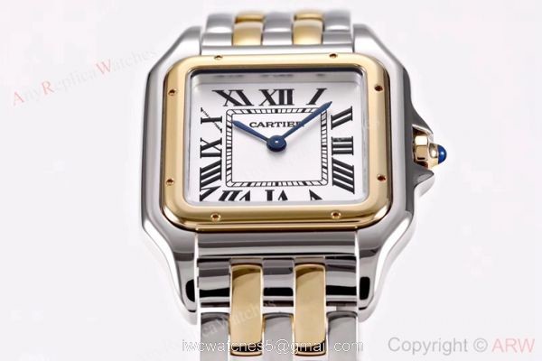 Copy Panthere De Cartier 2-Tone White Dial Watch Swiss Quartz Movement