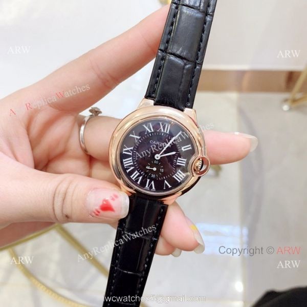 Fake Cartier Ballon Bleu Cartier Watch Lady 36mm Blue Leather Band