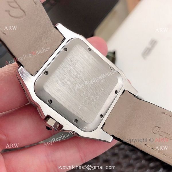 Cartier Santos 100 Diamond Replica Watch SS Full Diamond