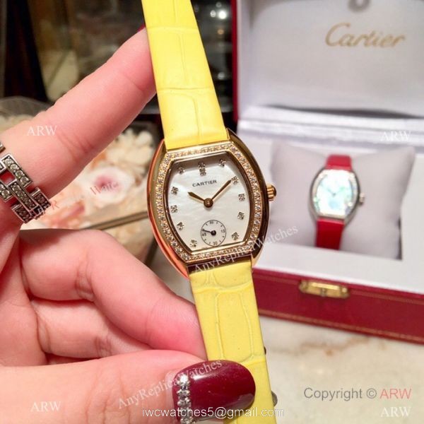 New Style Cartier Ladies Watch Gold Case White MOP Dial