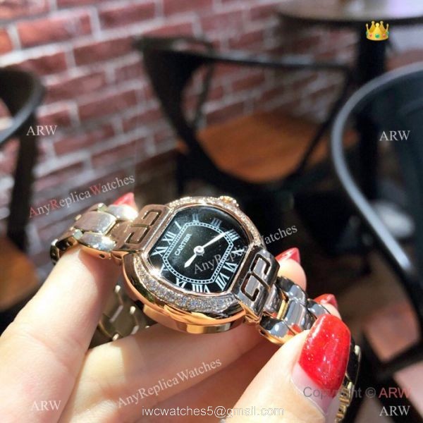 Replica Rotonde de Cartier Watch Lady 28mm Rose Gold Red Face