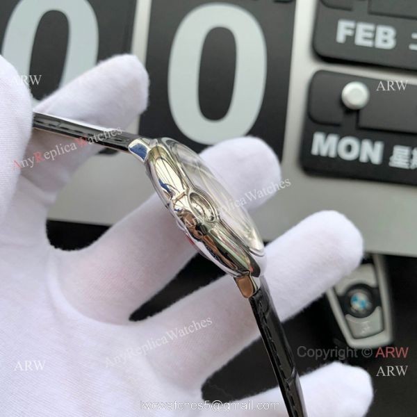 Ballon Bleu de Cartier Moonphase Copy Watch Black Leather Strap