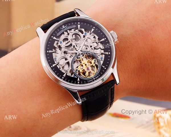 Fake Jaeger-LeCoultre Master Ultra Thin Tourbillon Watches SS Skeleton Dial