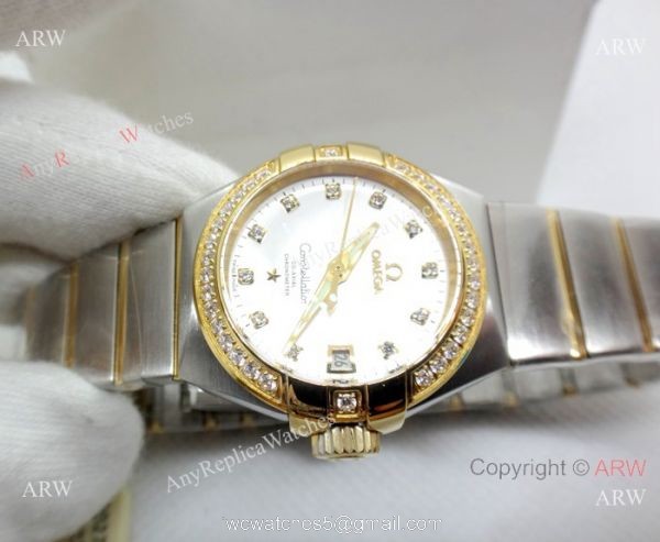 Swiss Copy Omega Constellation Women watch 2-Tone Silver Dial
