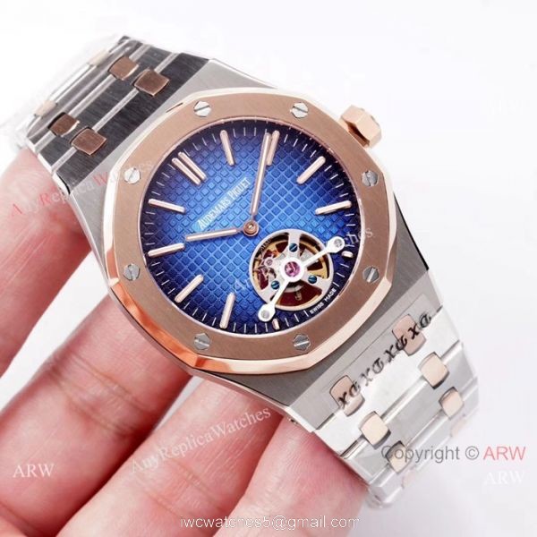 Copy Audemars Piguet Royal Oak Tourbillon Swiss 2924 Watches 2-Tone Rose Gold
