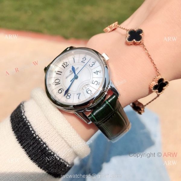 Copy Jaeger-LeCoultre Rendez Vous 33 Watch Green leather Strap