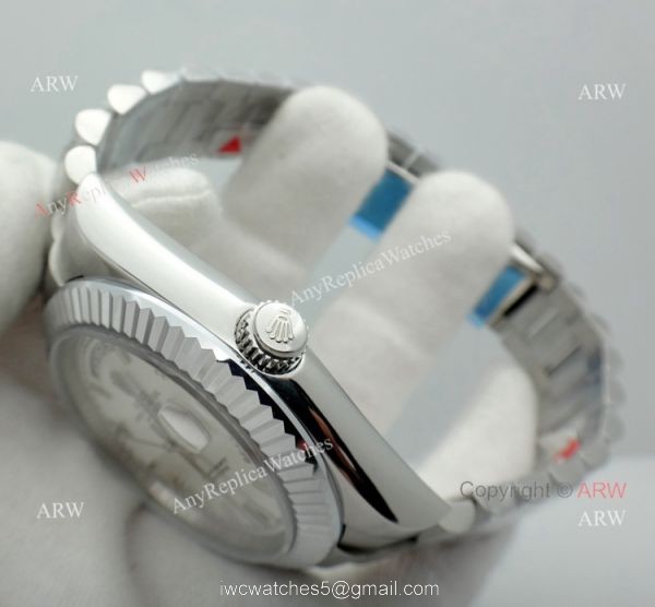 New Rolex Day Date President Replica Stainless Steel White Dial Watch 40mm