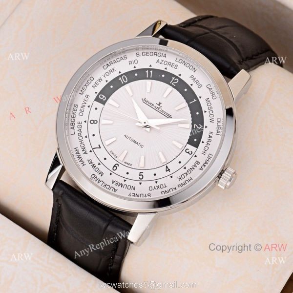 2019 Copy Jaeger LeCoultre Master White Dial Black Leather Strap Watch