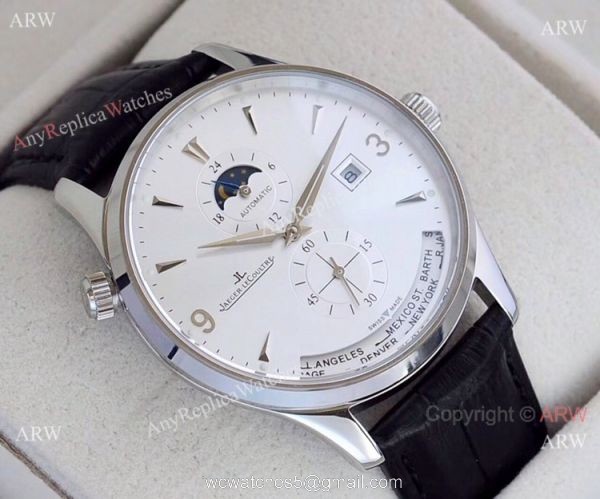 Jaeger-LeCoultre JLC Moonphase Man Stainless Steel Black Dial Watch