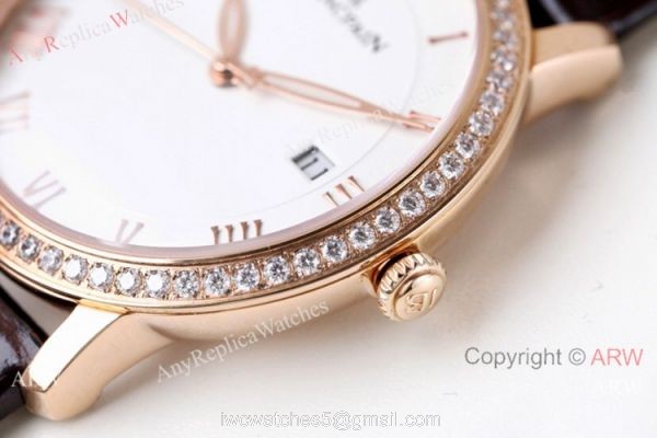Swiss Grade 1 Blancpain Villeret Ultraplate Replica Watch Rose Gold Diamond Lovers watch