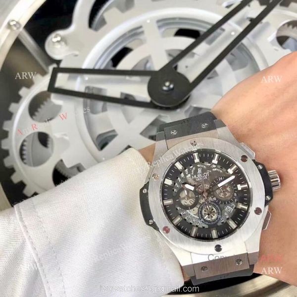 Fake Hublot Big Bang Chronograph Men Watch SS Black Rubber Band