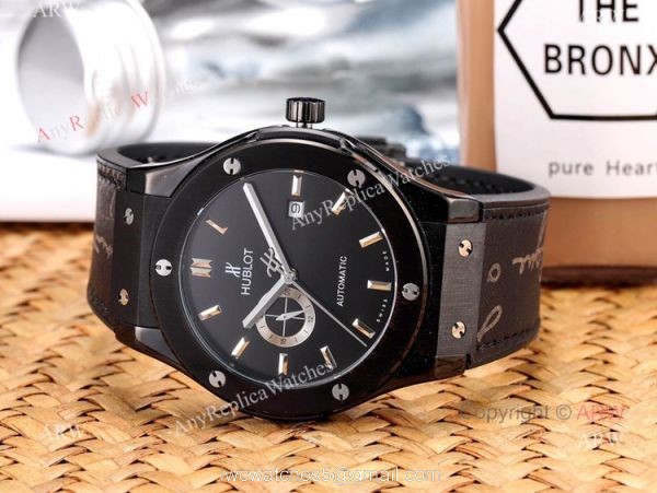 Copy Hublot Classic Fusion Men Watch Black Plated Silver Dial