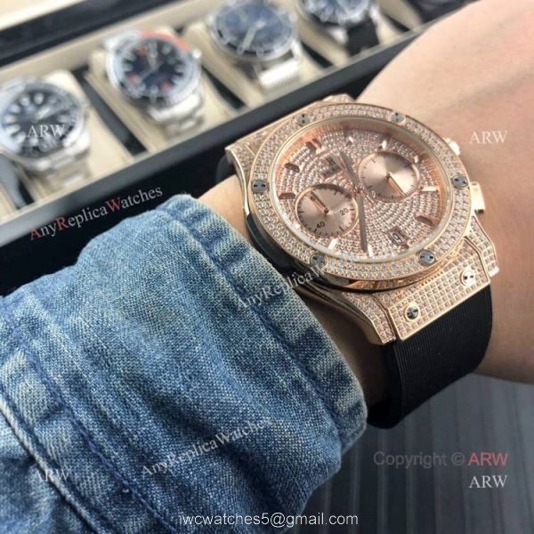 Classic Fusion Hublot Knock off Watch Rose Gold Iced Out watch