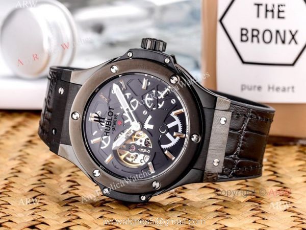 Fake Hublot Classic Fusion Rose Gold Skeleton Wristwatch 45mm