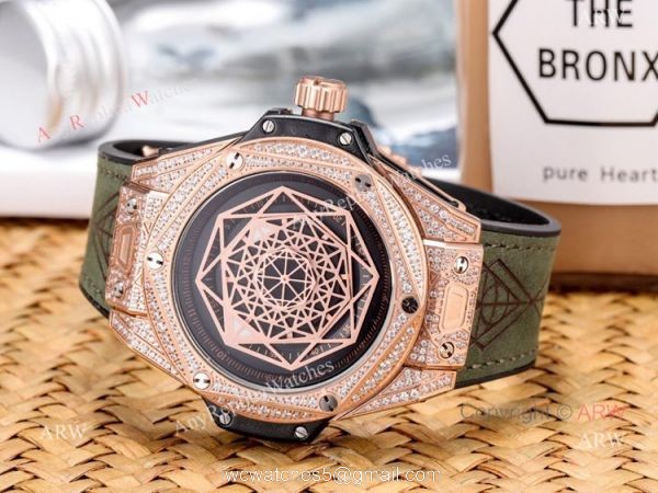 2019 Replica Hublot Big Bang Sang Bleu Iced Out Rose Gold Watches