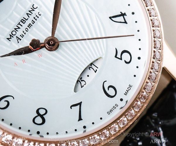 Fake Montblanc Boheme Date Rose Gold Blue MOP Dial Watch Swiss Made