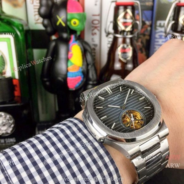 Best Copy Replica Patek Philippe Tourbillon Stainless Steel Black Dial Watches 40mm