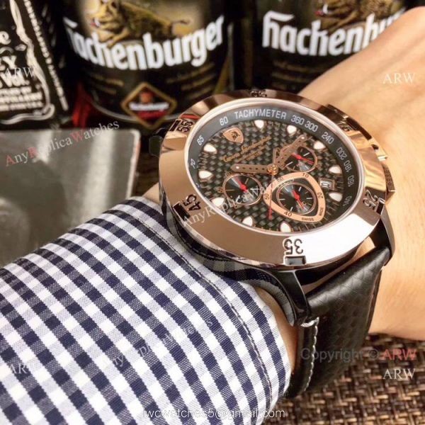 Copy Lamborghini Herrenuhr Quartz watch Rose Gold Bezel Silver Dial