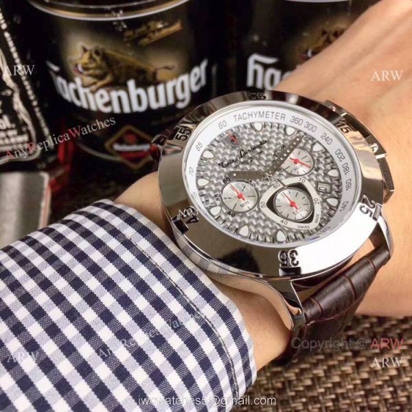 New Copy Lamborghini Herrenuhr Chronograph watch SS Black Dial
