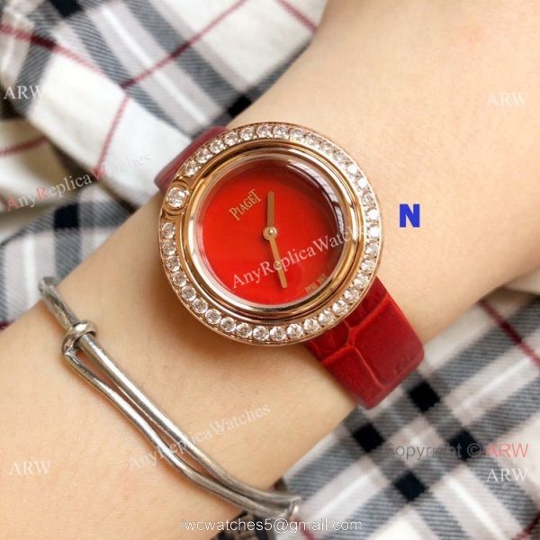 Clone Piaget Rose Gold Green Face Ladies Watches Quartz