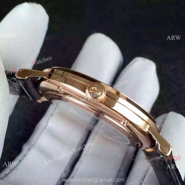1 1 Swiss Replica Piaget Altiplano 9015 Rose Gold Black Dial Watch
