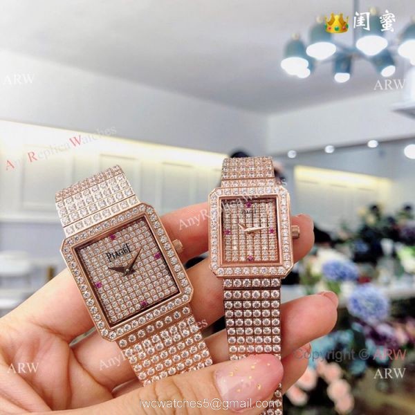 Swiss Replica Piaget Polo Diamond Watches All Gold Sapphire Glass