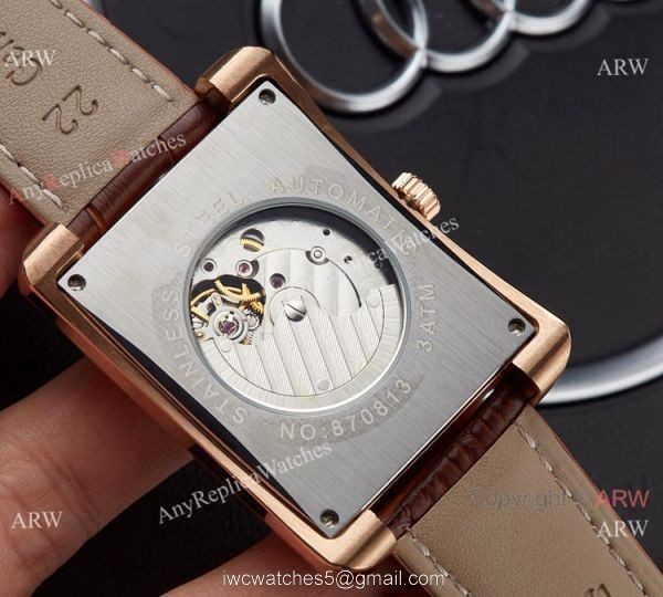 Clone Vacheron Constantin Moonphase Watch Rose Gold Brown Leather Strap