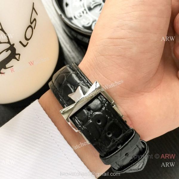 Best Copy Vacheron Constantin Chronograph Watch Silver Dial Black Leather strap