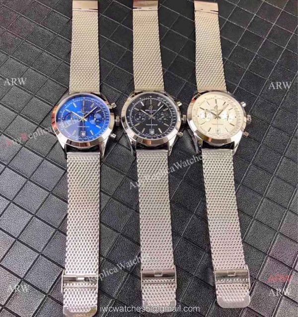 Clone Breitling Transocean Chronograph Watch Stainless Steel White Face 45mm
