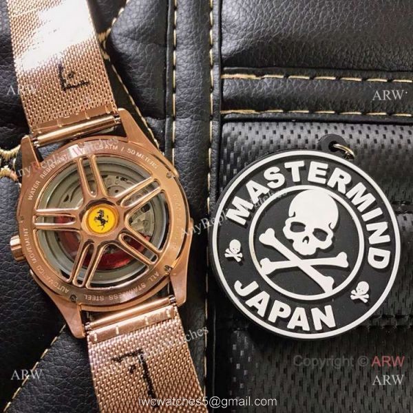 Copy Ferrari Gran Premio Automatico Men Watch Rose Gold White Dial
