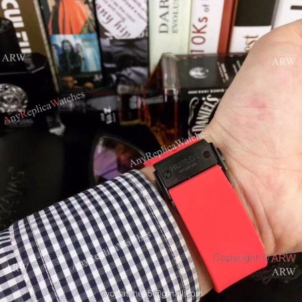 Replica Hublot Techframe Ferrari Tourbillon Watch Red Rubber Strap 43mm