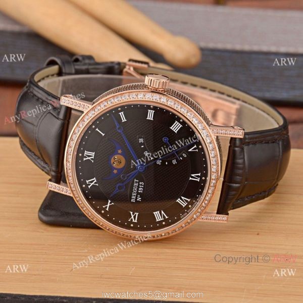 New Copy Breguet Classique Moonphase Stainless Steel Diamonds Watches For Sale