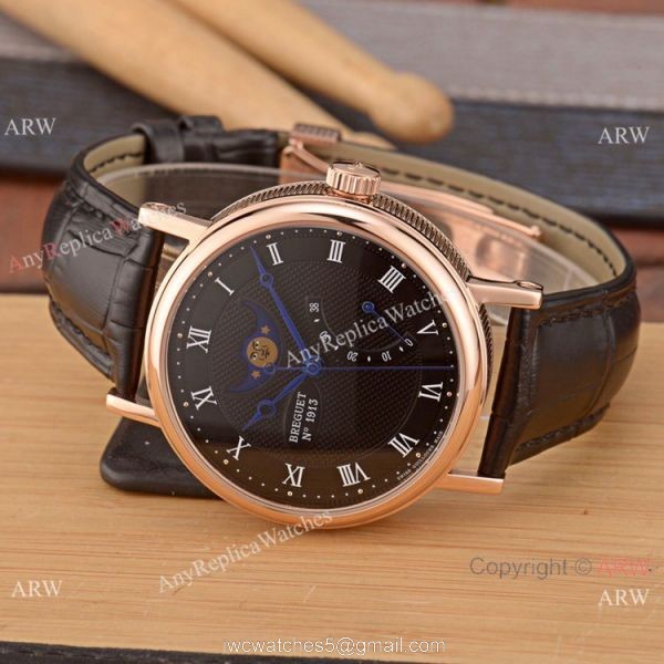 Breguet Classique Moon phase Replica Watch 2-Tone Rose Gold White Dial