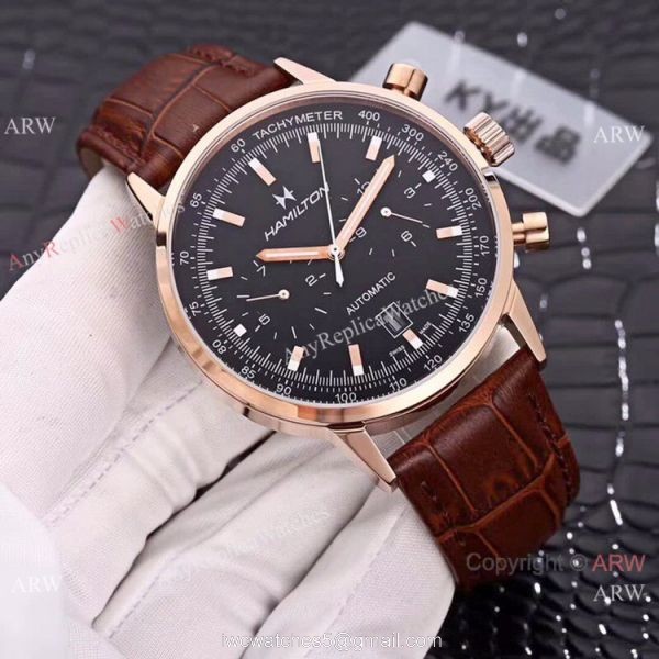 High Quality Copy Hamilton Grand Complications Men Watch SS Black Dial