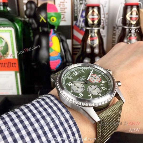 New Copy Breitling Navitimer Chronograph Watches SS Brown Military Strap