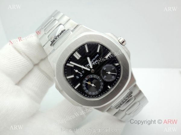 Copy Patek Philippe Nautilus Power Reserve Watch Stainless Steel Black 40mm